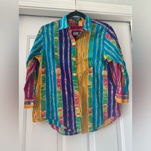 Women’s 100% cotton button down shirt size PL (petite L) Lauren by Ralph Lauren